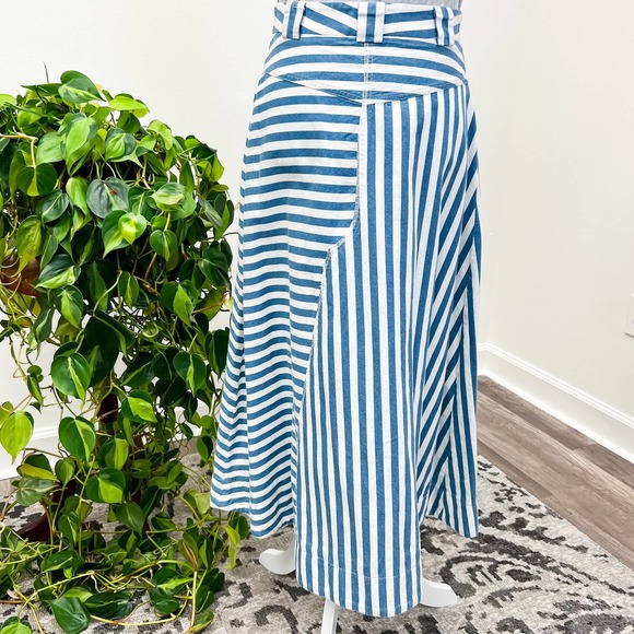 Rachel Antonoff Blue and White Striped Midi Skirt - Picture 2 of 10
